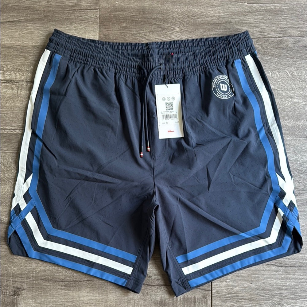 Wilson Dark Blue Athletic Shorts with Stripes